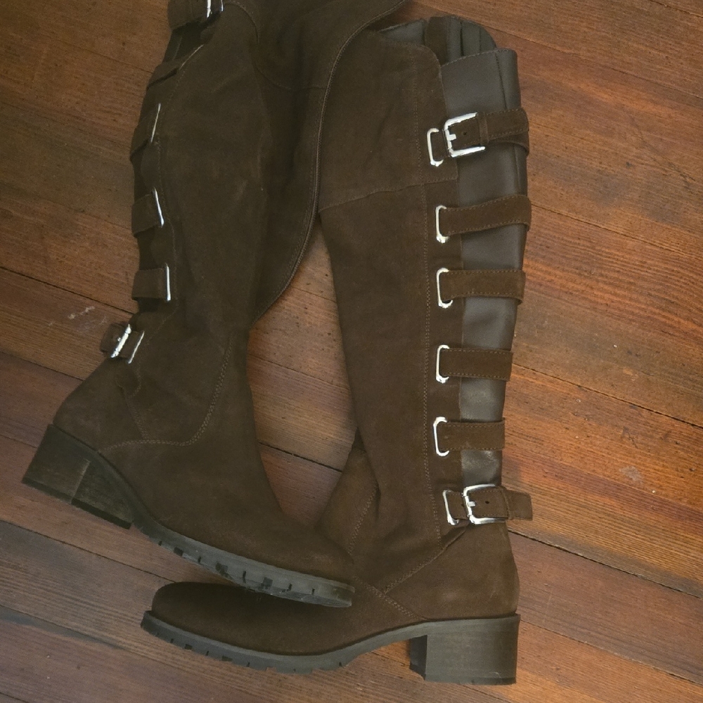 Matisse Dark Brown Over the Knee Boots with Strap Details